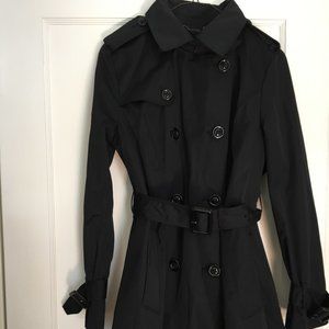 London Fog Black Lined Raincoat Small